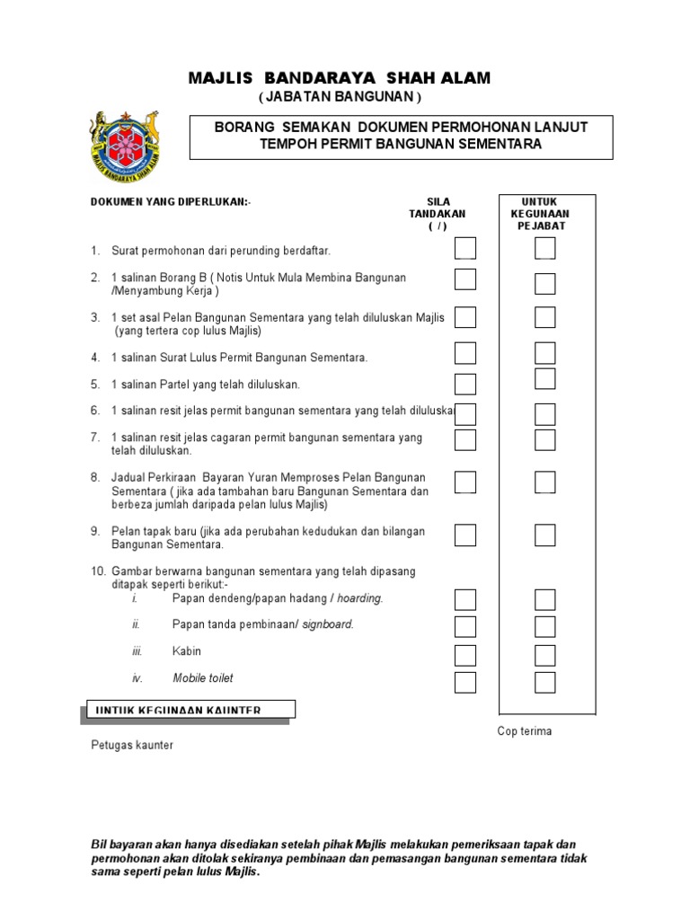 Borang Semakan Lanjut Tem Permit Bgn Sem Pdf