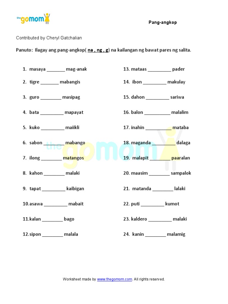 56 worksheet for grade 2 kaantasan ng pang uri kidworksheet