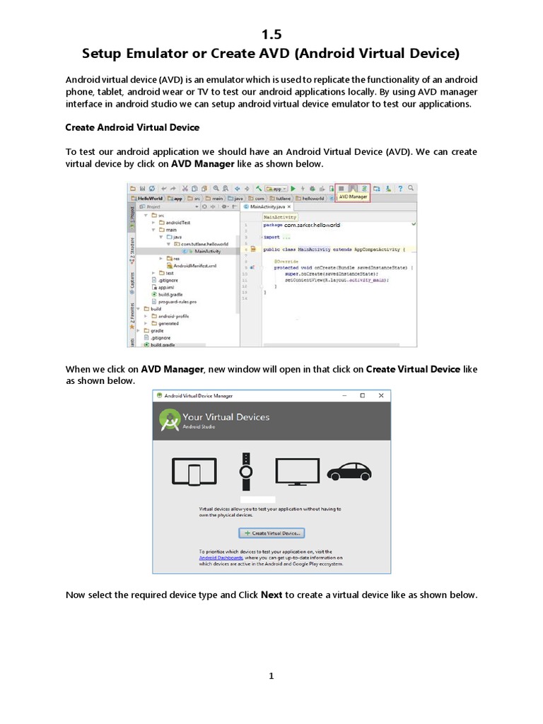 1 5 Setup Emulator Or Create Avd Pdf