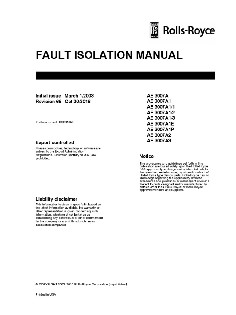 AE 3007A Series Fault Isolation Manual PDF PDF Turbine Engines
