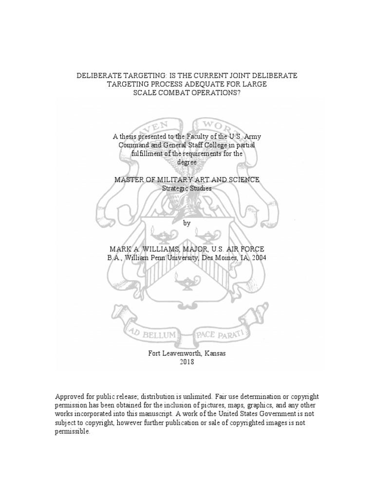 Deliberate Targeting PDF United States Air Force Intelligence, Surveillance, Target