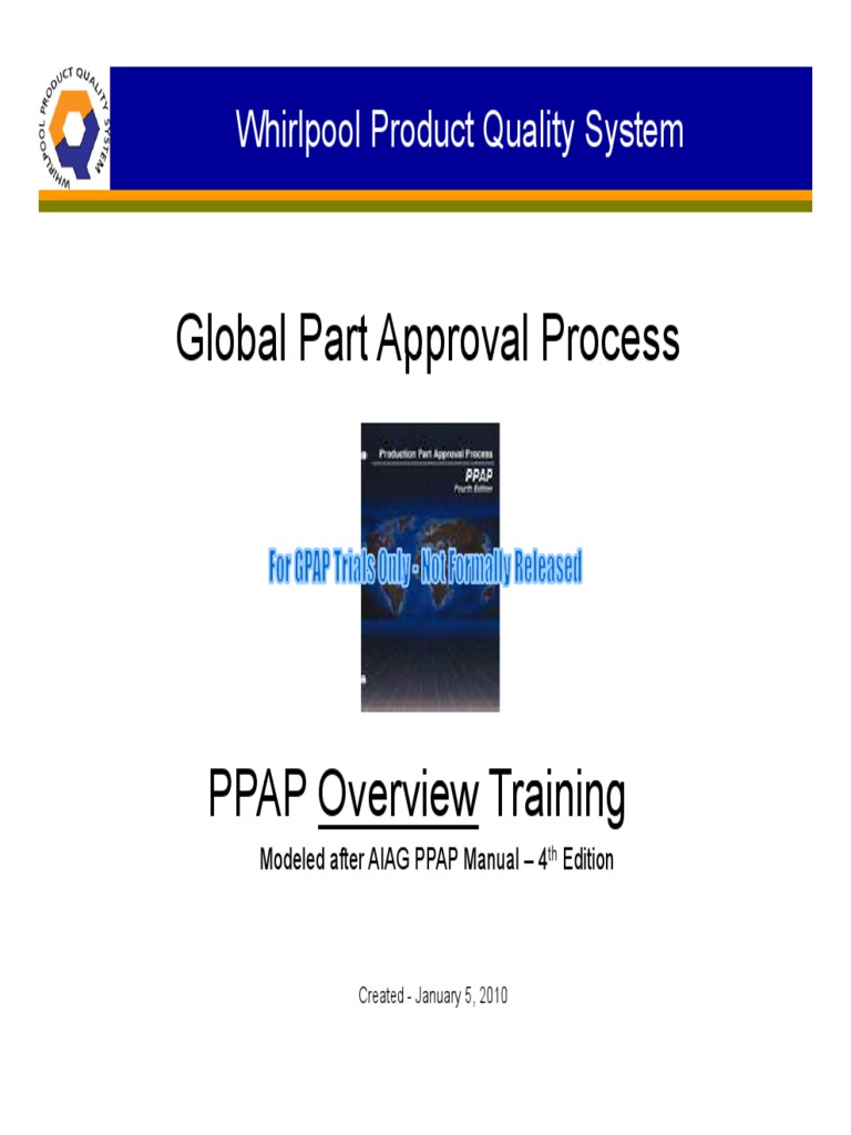 Whirlpool PPAP Overview Training | PDF | Specification (Technical ...