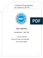 Object Oriented Programming Lab Manual (Lab 08) : Topic: Inheritance