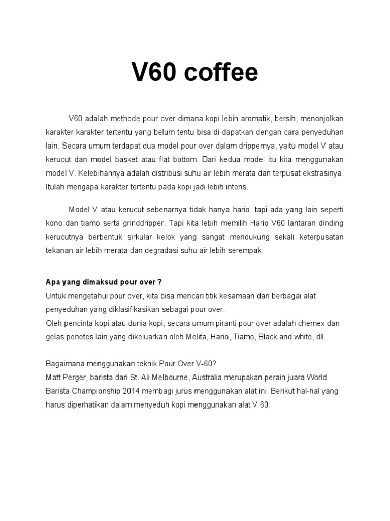 Teknik Penyeduhan Kopi V60 | PDF | Griya & Taman | Kesehatan Holistik