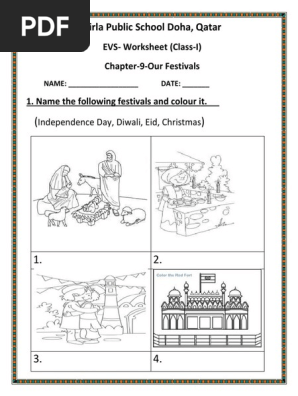 class i evs worksheet our festivals pdf