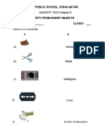 SUBJECT: EVS Chapter-5: Birla Public School, Doha-Qatar Safety From Sharp Objects NAME: - Class I