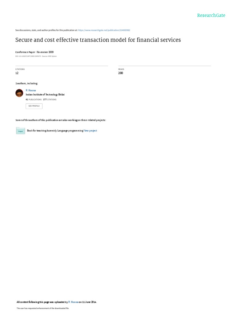 Secure and Cost Effective Transaction Model For Fi | PDF | Automated ...