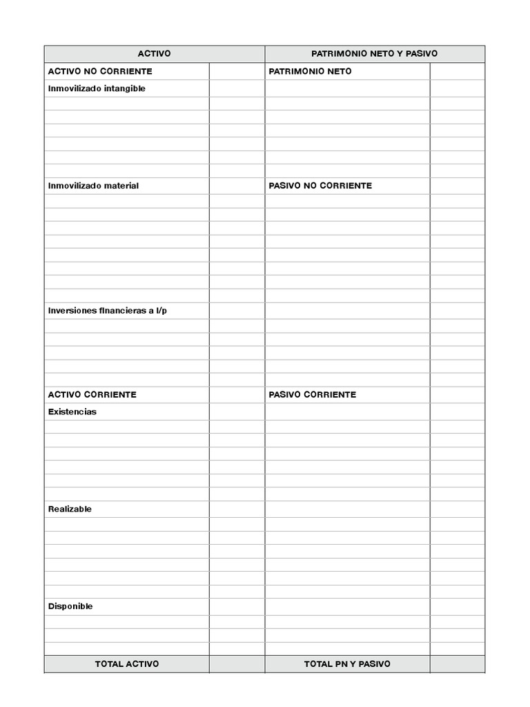 Plantilla De Balance General En Blanco PLANTILLA] BALANCE GENERAL EN