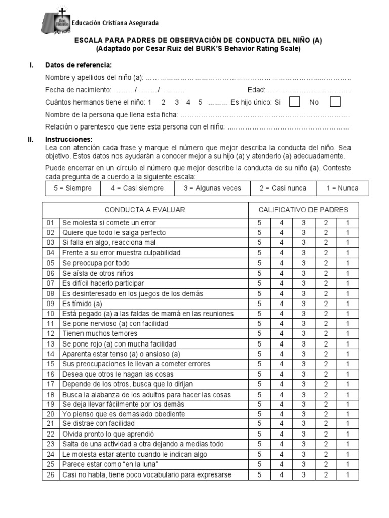 Evaluación de Conducta Infantil para Padres | PDF