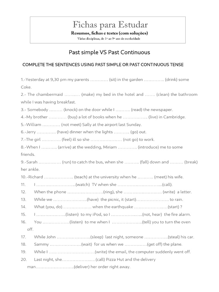 Past Simple VS Past Continuous | PDF
