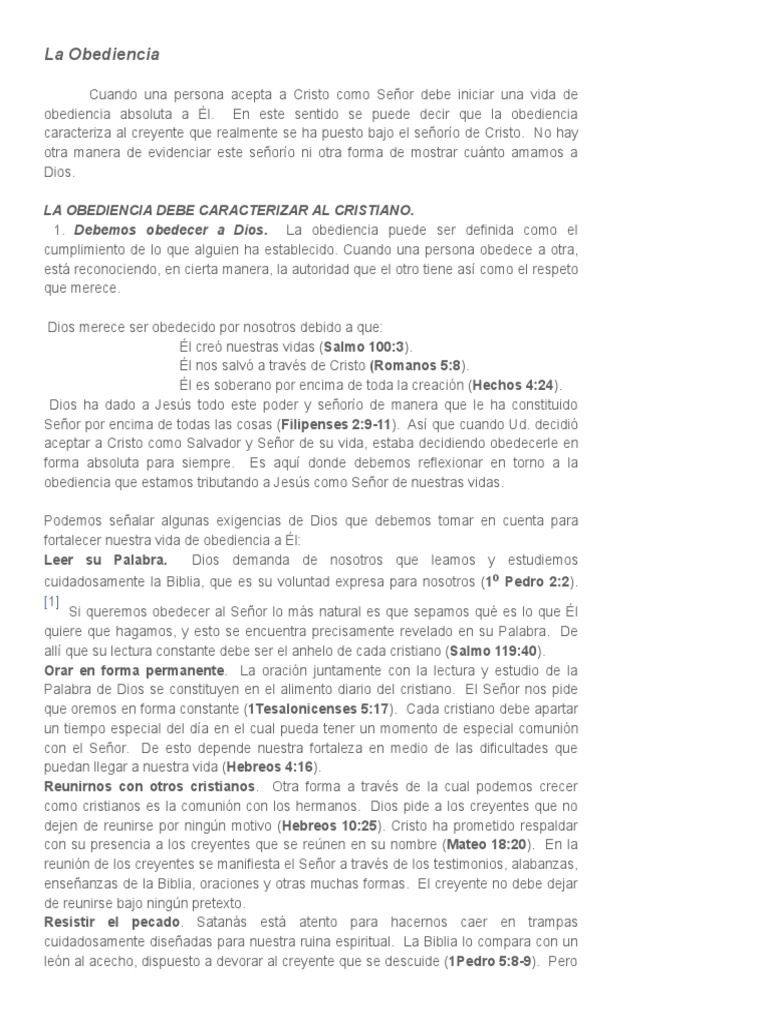 La Obediencia en la Vida Cristiana | PDF | Oración | Pecado
