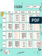 Lesson Plan Weekly Calendar: Monday Tuesday Wednesday Thursday Friday