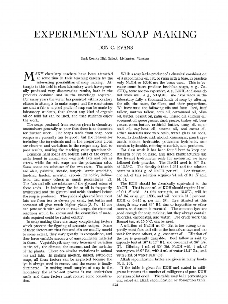 Experimental Soap Making PDF Sodium Hydroxide Soap