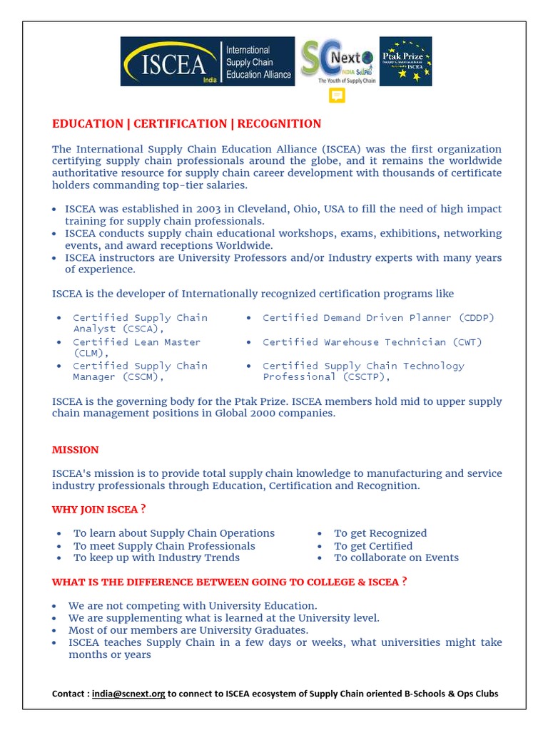 ISCEA Register Form PDF Supply Chain Supply Chain Management