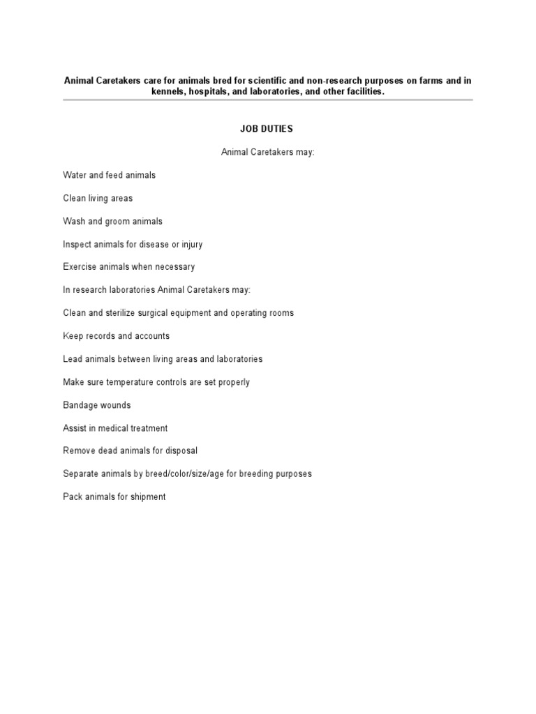 A Comprehensive Overview of Animal Caretaking Careers PDF