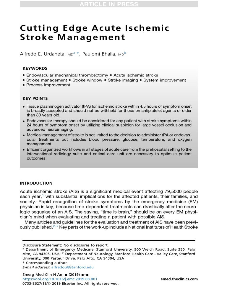 Acute Ischemic Stroke Management Insights | PDF | Stroke ...