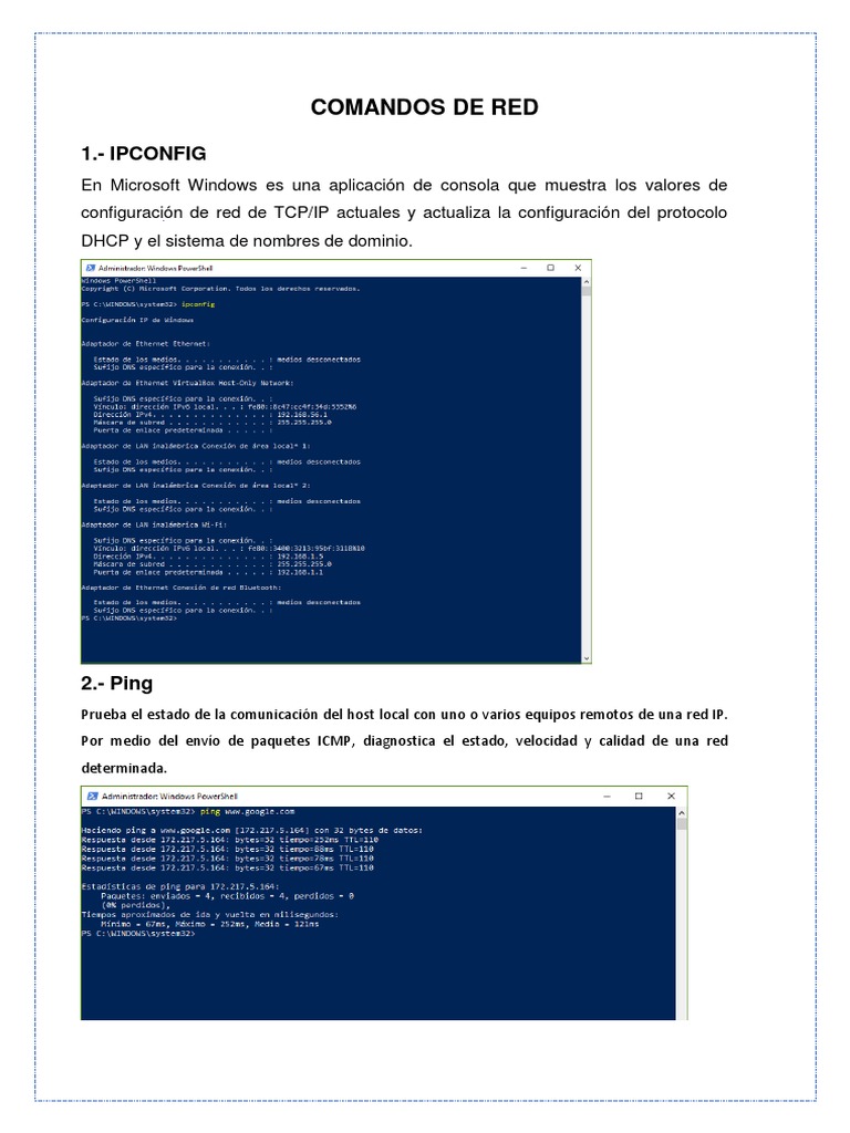 Comandos Básicos de Red TCP/IP | PDF | Tecnología
