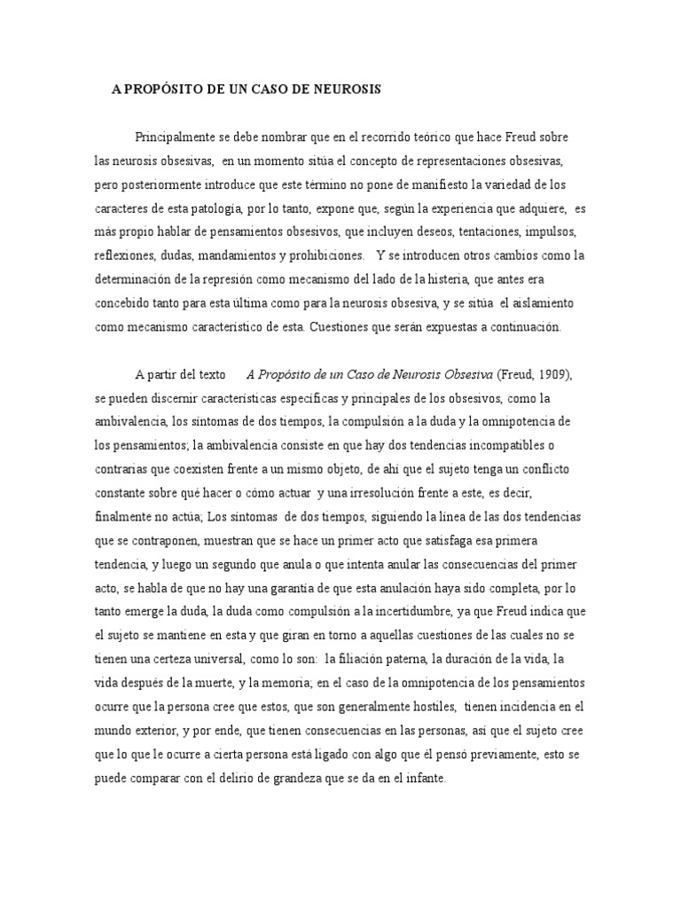 Caso de neurosis obsesiva según Freud | PDF | Neurosis | Sigmund Freud