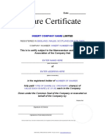 Share Certificate: Insert Company Name