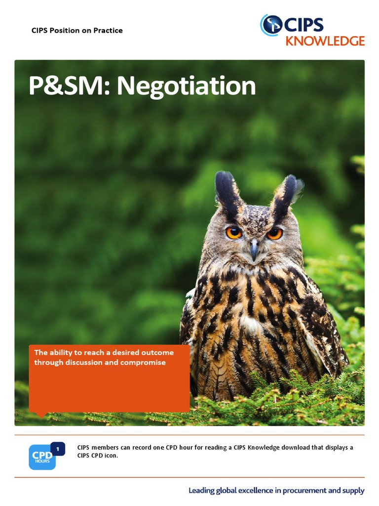 P&SM: Negotiation: CIPS Position On Practice | PDF | Bargaining ...