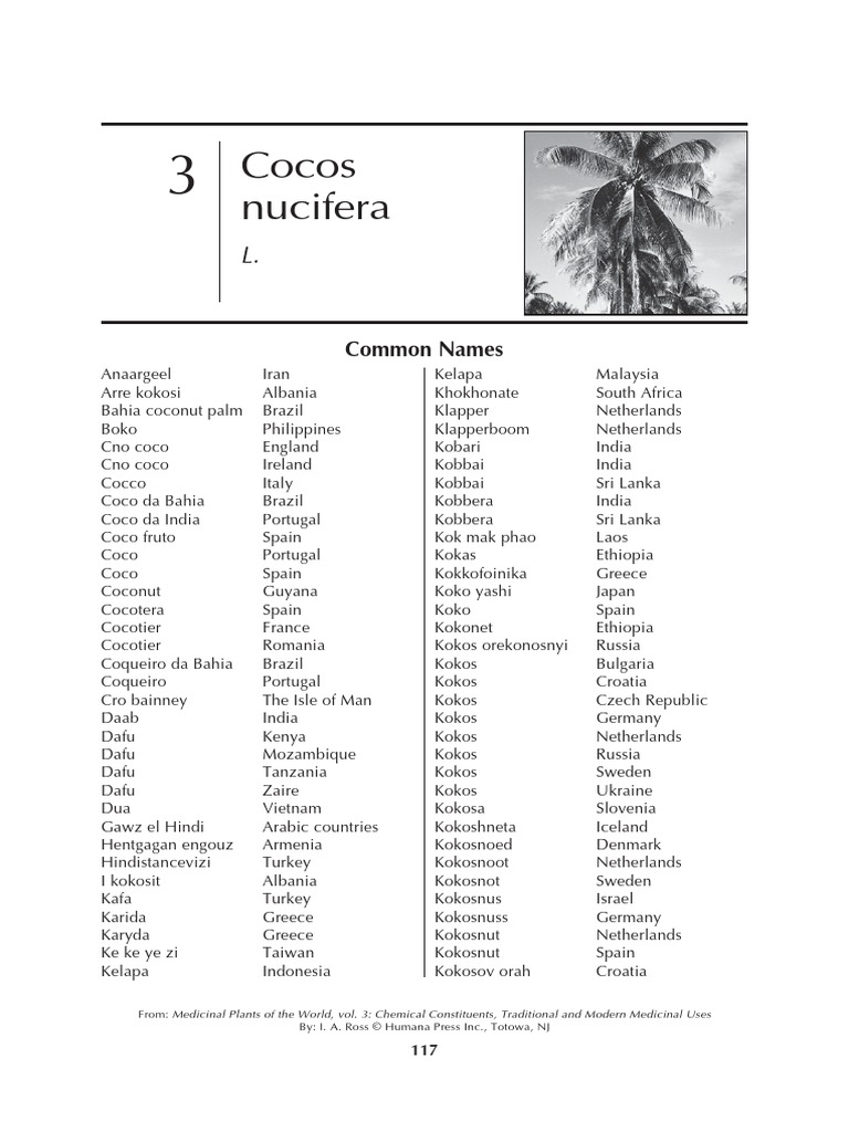 Cocos Nucifera: Common Names | PDF | Allergy | Cholesterol