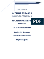 CuadernilloEspañol 2 Semana1 Del 14 - 18 Septiembre