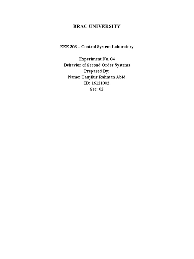 Second Order System Behavior Analysis | PDF | Teaching Methods & Materials