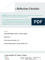 Team Work Reflection Checklist