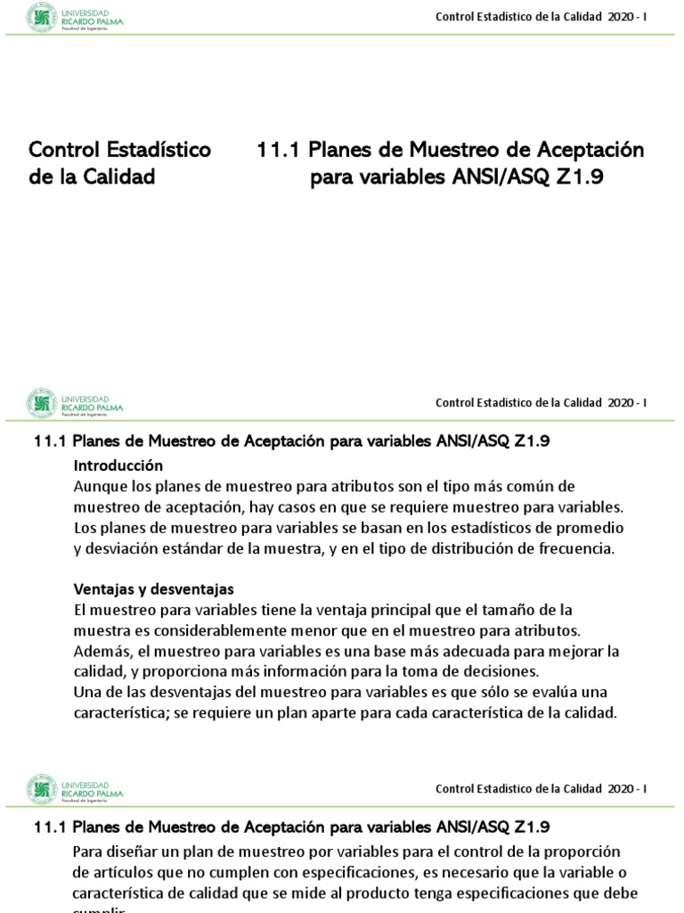 Sem 12 Plan de Muestreo ANSI ASQ Z1.9 PDF Muestreo
