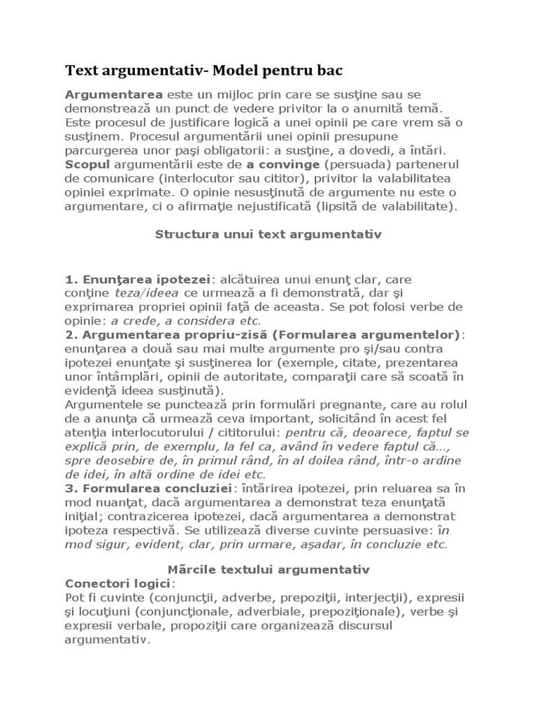 Text argumentativ-MODEL | PDF