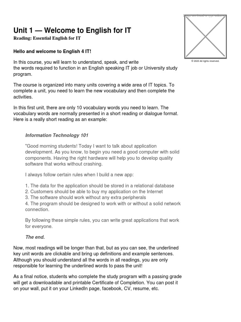 English4it Unit 1 Essential English For It Reading Application Software English Language