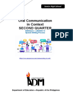 Oral Communication in Context Second Quarter: Senior High School