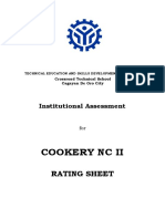 Cookery NC Ii: Rating Sheet