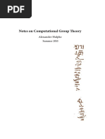 Notes On Computational Group Theory: Alexander Hulpke