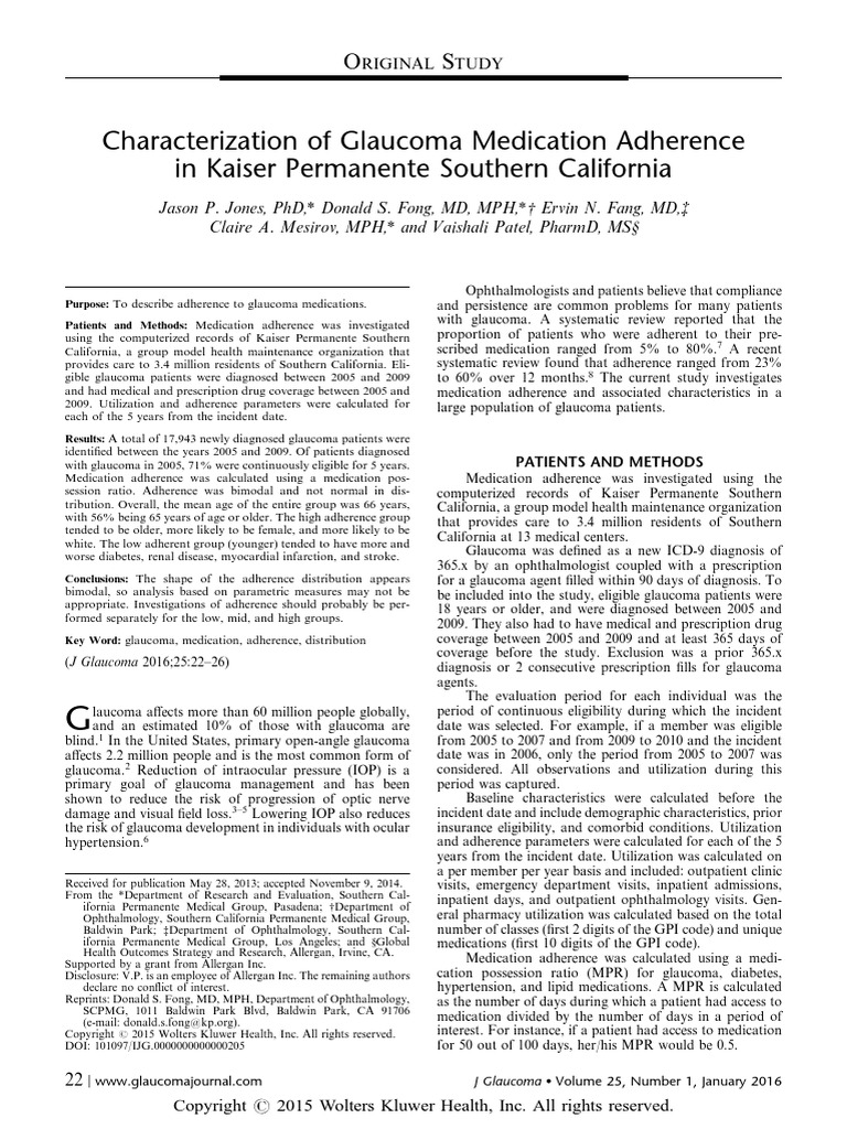 Characterization of Medication Adherence in Kaiser Permanente