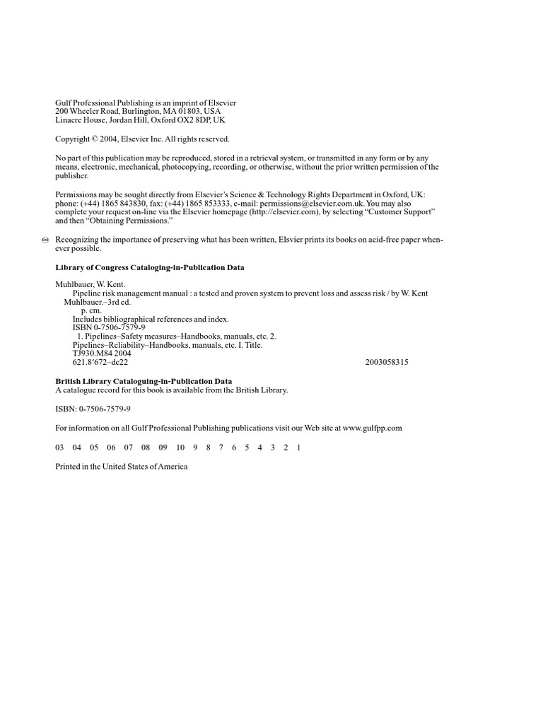 Copyright 2004 Pipeline Risk Management Manual PDF