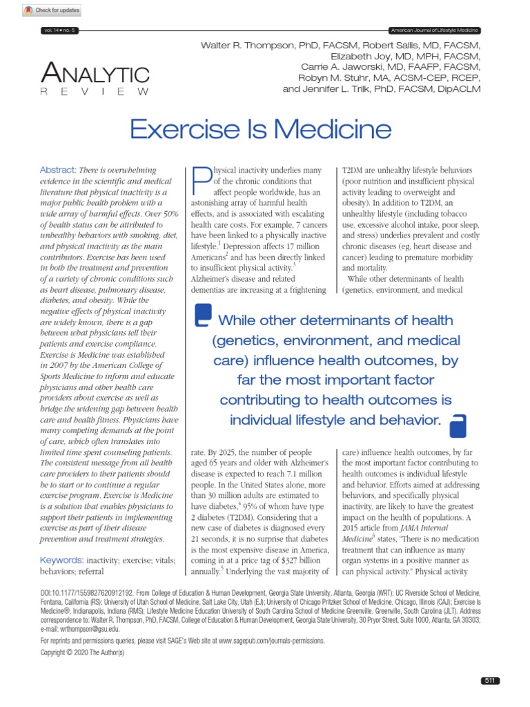 Exercise Is Medicine Pdf Preventive Healthcare Cancer