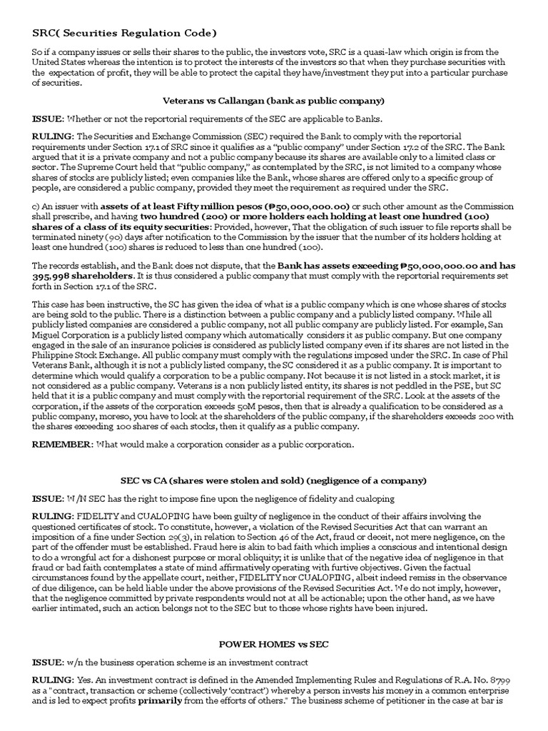 Analysis of Key Philippine Securities Regulation Cases and Their Impact