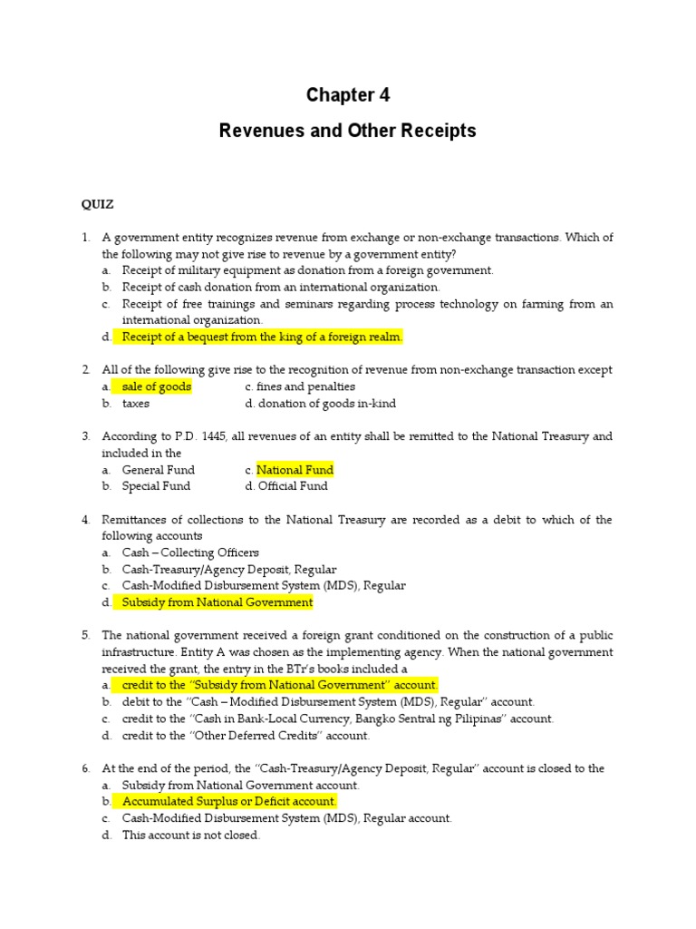 Gov Acc Quiz 4, Beltran | PDF | Receipt | Revenue