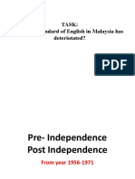 Task: Why The Standard of English in Malaysia Has Deteriotated?