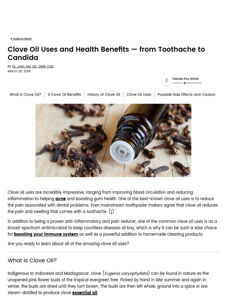 Clove Oil Benefits For Toothache, Candida and More Dr. Axe PDF