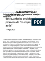 Impacto de La Pandemia de COVID-19 en Las Desigualdades Sociales y La Promesa de "No Dejar A Nadie Atrás"