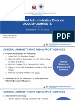Finance and Administrative Division: Accomplishments