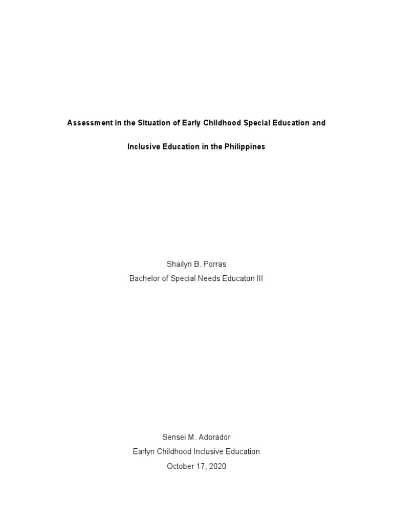 Early Childhood Special Education in the Philippines | PDF | Special ...