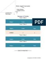 Holy Angel University: Summary of Grades