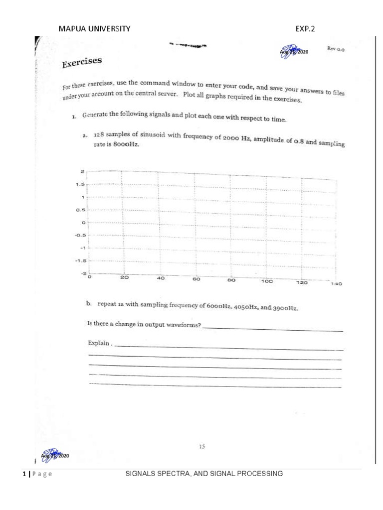 Mapua University EXP.2 1 Signals Spectra, and Signal Processing PDF