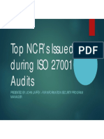 Top NCR's Issued During ISO 27001 Audits: Presented By: John Laffey - PJR Information Security Program Manager