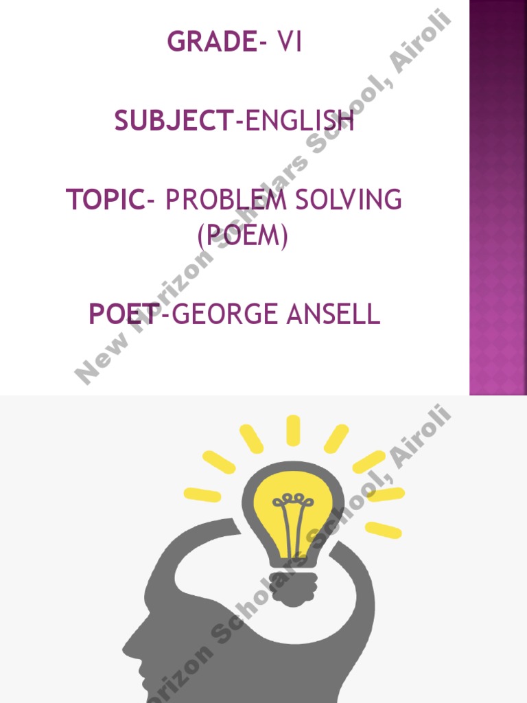 Grade 6 English Poem - Problem Solving PPT1 | PDF | Cognition