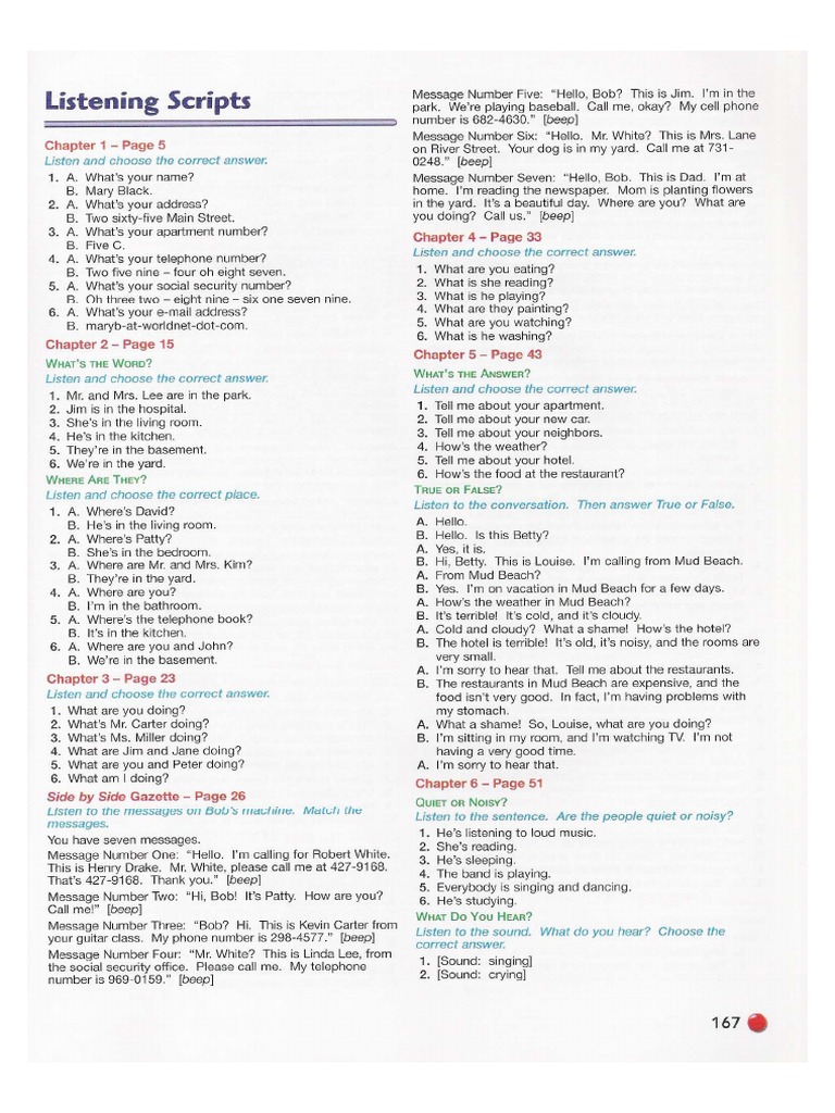 Listening Script Side by Side 1 | PDF