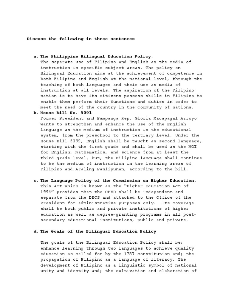 Bilingual Education in the Philippines | PDF | Philippines ...